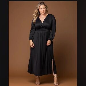 KIYONNA Kelsey Long Sleeve Maxi Dress in Black